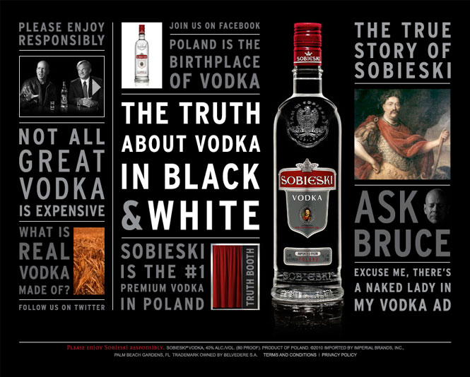 Sobieski Vodka photoshop css and xhtml website 